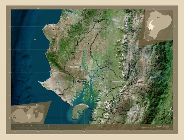 과야스 에콰도르의 고해상도 지역의 도시들의 위치와 Corner Auxiliary Location — 스톡 사진
