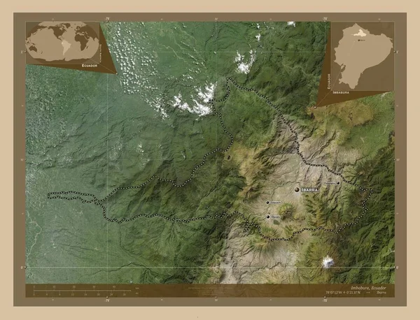 Imbabura Província Equador Mapa Satélite Baixa Resolução Locais Nomes Das — Fotografia de Stock