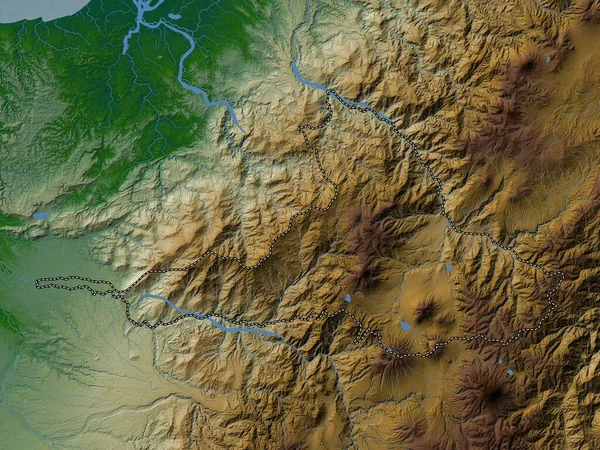 Имбабура Провинция Эквадор Цветная Карта Высот Озерами Реками — стоковое фото