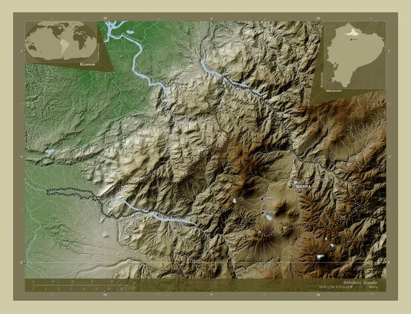 Imbabura Provincie Ekvádor Zdvihová Mapa Zbarvená Stylu Wiki Jezery Řekami — Stock fotografie