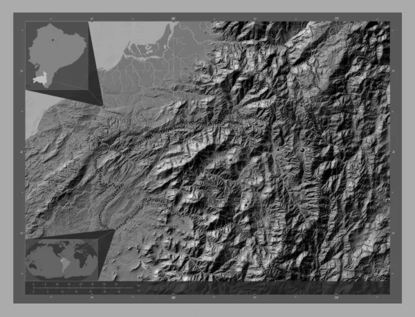 Loja Província Equador Bilevel Mapa Elevação Com Lagos Rios Locais — Fotografia de Stock