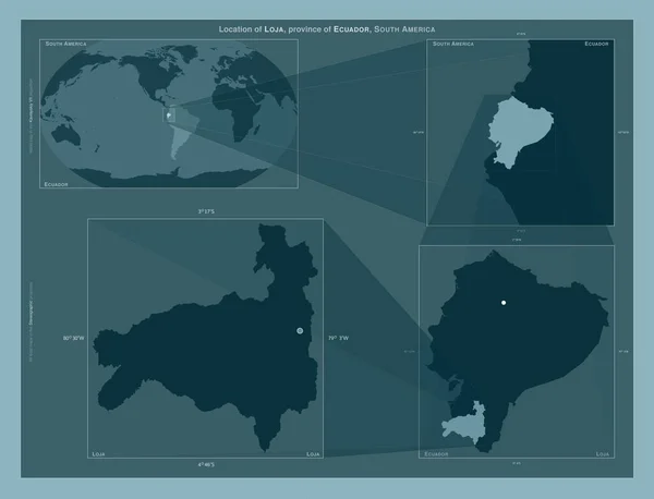 Loja Provincie Ekvádor Diagram Znázorňující Umístění Oblasti Větších Mapách Složení — Stock fotografie