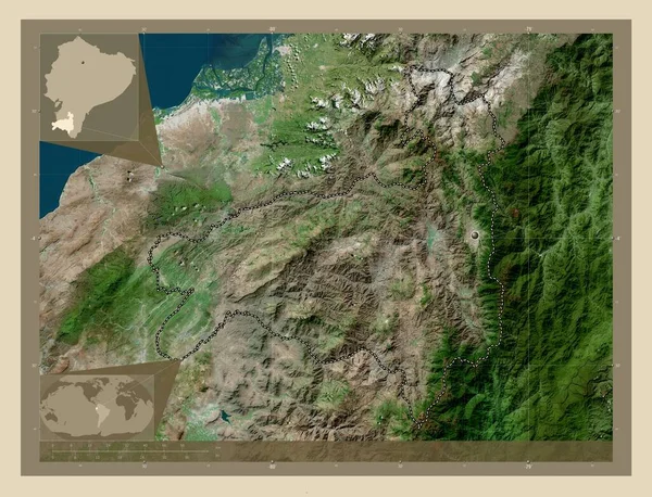 Loja, province of Ecuador. High resolution satellite map. Corner auxiliary location maps
