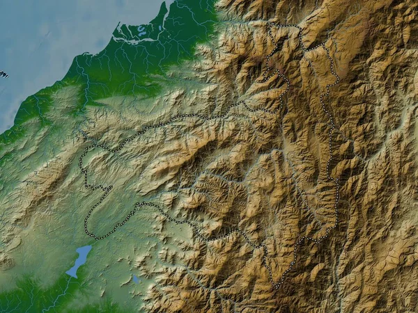 Loja Provinsen Ecuador Färgad Höjdkarta Med Sjöar Och Floder — Stockfoto