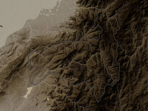 Лоха Провинция Эквадор Карта Высот Окрашенная Сепиевые Тона Озерами Реками — стоковое фото