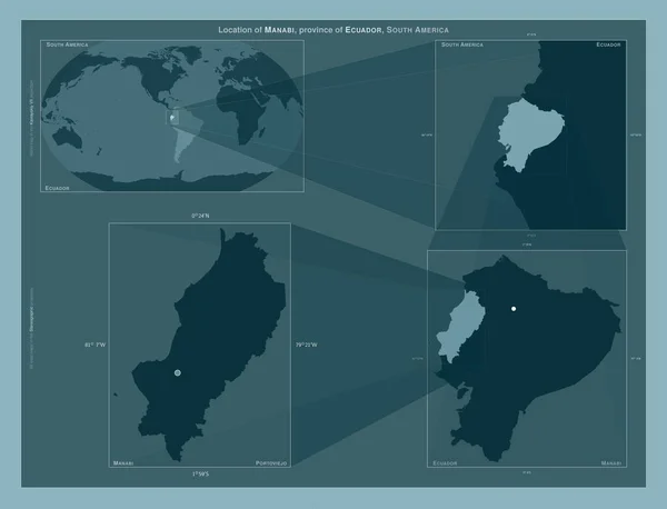 Manabí Provincia Ecuador Diagrama Que Muestra Ubicación Región Mapas Gran — Foto de Stock