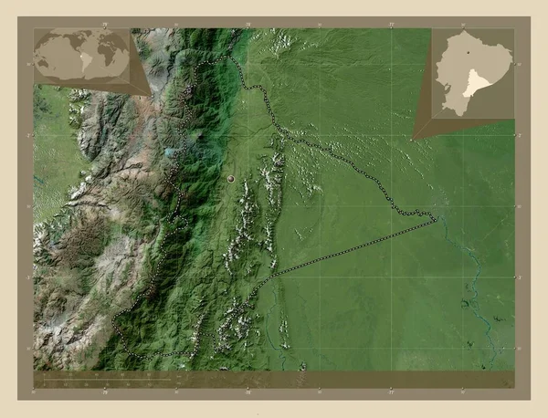 Morona Santiago Provincie Ecuador Satellietkaart Met Hoge Resolutie Hulplocatiekaarten Hoek — Stockfoto