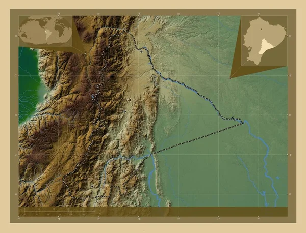 Morona Santiago Provincia Ecuador Mapa Elevación Colores Con Lagos Ríos —  Fotos de Stock