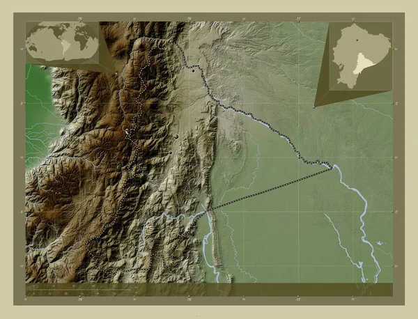 Μορόνα Σαντιάγκο Επαρχία Εκουαδόρ Υψόμετρο Χάρτη Χρωματισμένο Στυλ Wiki Λίμνες — Φωτογραφία Αρχείου