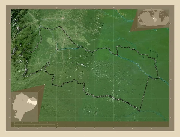 Orellana Provincie Ecuador Satellietkaart Met Hoge Resolutie Hulplocatiekaarten Hoek — Stockfoto