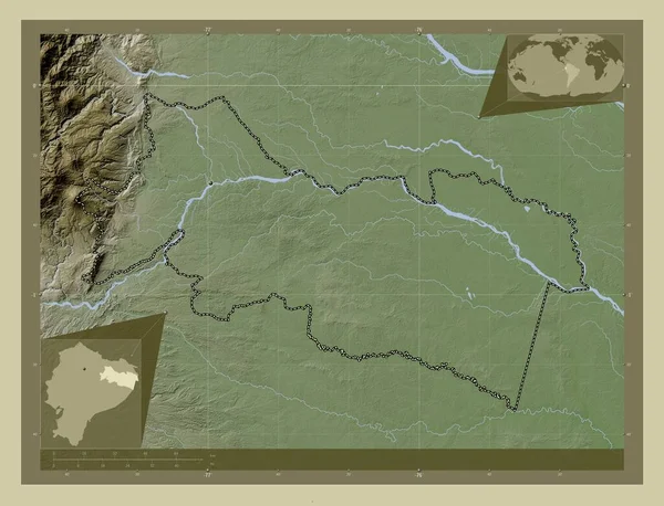Orellana Provincia Dell Ecuador Mappa Elevazione Colorata Stile Wiki Con — Foto Stock
