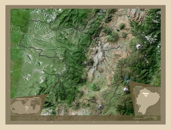 Pichincha Provincia Ecuador Mapa Satelital Alta Resolución Ubicaciones Nombres Las —  Fotos de Stock