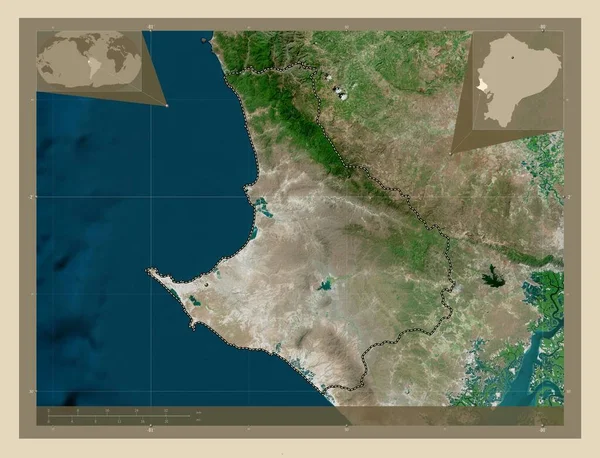 Santa Elena Prowincja Ekwador Mapa Satelity Wysokiej Rozdzielczości Pomocnicze Mapy — Zdjęcie stockowe