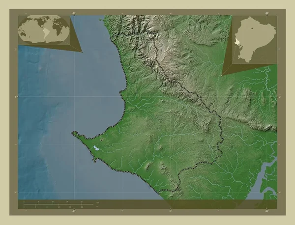 Санта Елена Провинция Эквадор Карта Высоты Окрашенная Вики Стиле Озерами — стоковое фото
