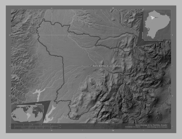 Santo Domingo Los Tsachilas Провінція Еквадор Граймасштабна Мапа Висот Озерами — стокове фото