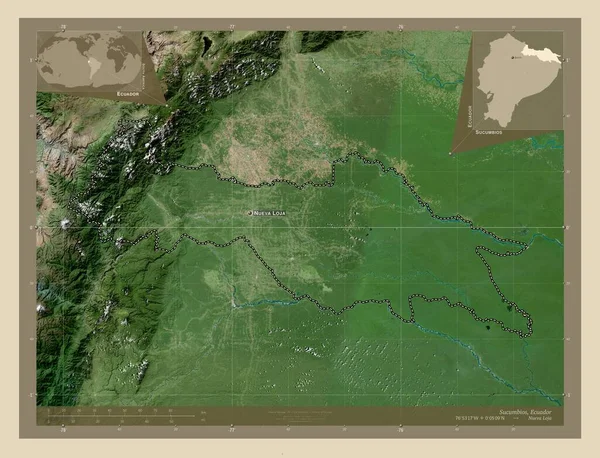 Sucumbíos Provincia Ecuador Mapa Satelital Alta Resolución Ubicaciones Nombres Las —  Fotos de Stock