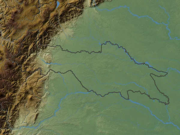 Sucumbios Province Equateur Carte Altitude Colorée Avec Lacs Rivières — Photo