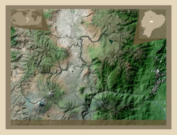 厄瓜多尔 通古拉瓦省 高分辨率卫星地图 角辅助位置图 — 图库照片