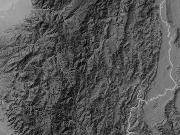 Zamora Chinchipe Provincie Ekvádor Výškové Mapy Stupních Šedi Jezery Řekami — Stock fotografie