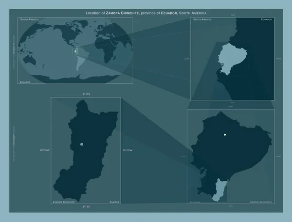 Zamora Chinchipe Provincia Ecuador Diagrama Que Muestra Ubicación Región Mapas — Foto de Stock