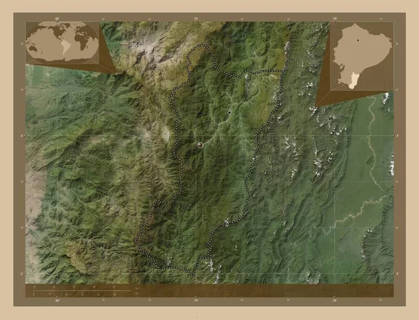 Zamora Chinchipe Province Ecuador Low Resolution Satellite Map Locations Major — Stock Photo, Image