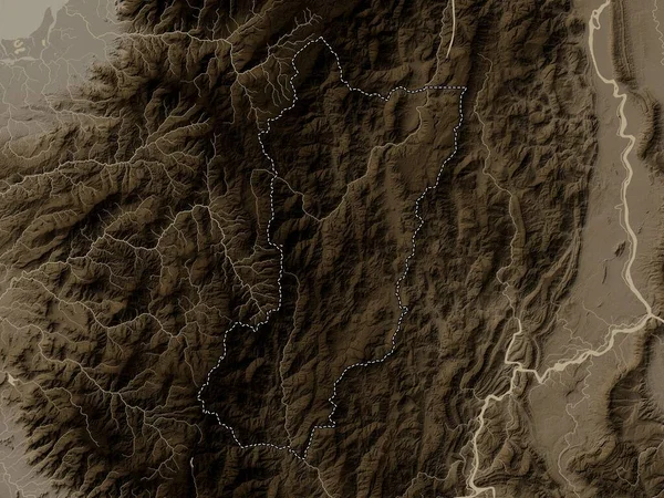 Zamora Chinchipe Ekvador Vilayeti Yükseklik Haritası Sepya Tonlarında Göller Nehirlerle — Stok fotoğraf