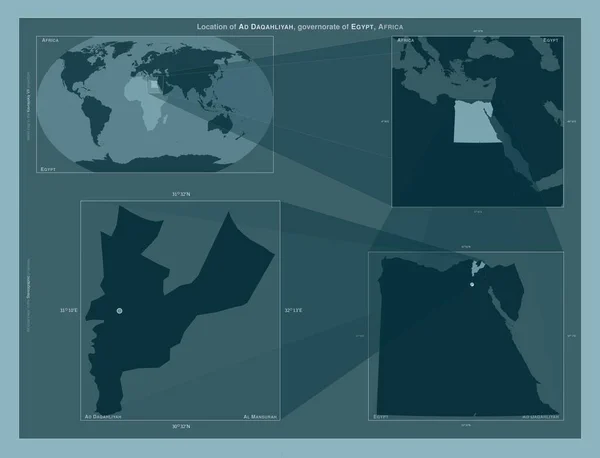 Дахалія Єгипетська Провінція Діаграма Показує Розташування Регіону Мапах Великого Масштабу — стокове фото