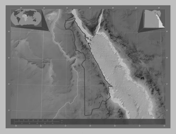 Аль Бахр Аль Ахмар Провінція Єгипту Граймасштабна Мапа Висот Озерами — стокове фото