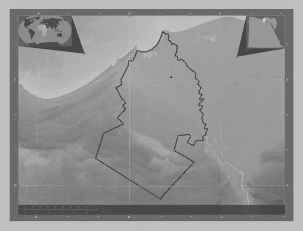 Buhayrah Gouvernorat Egypte Carte Altitude Niveaux Gris Avec Lacs Rivières — Photo