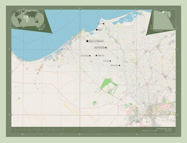 Buhayrah Governatorato Egitto Mappa Stradale Aperta Località Nomi Delle Principali — Foto Stock