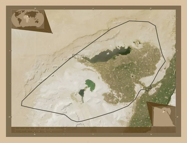 Fayyum Gobernación Egipto Mapa Satelital Baja Resolución Mapas Ubicación Auxiliares —  Fotos de Stock