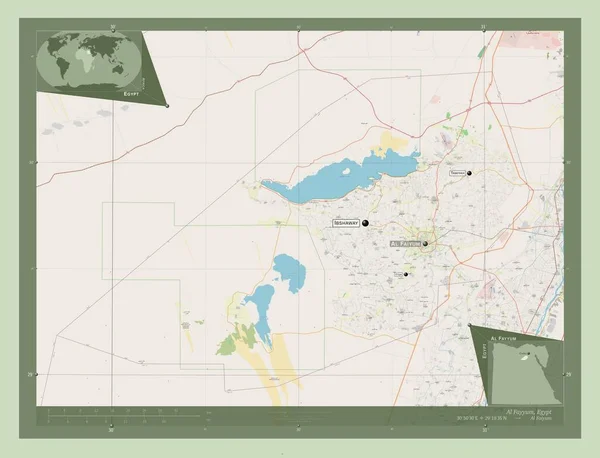 Аль Файюм Губернаторство Єгипту Відкрита Карта Вулиць Місця Розташування Назви — стокове фото