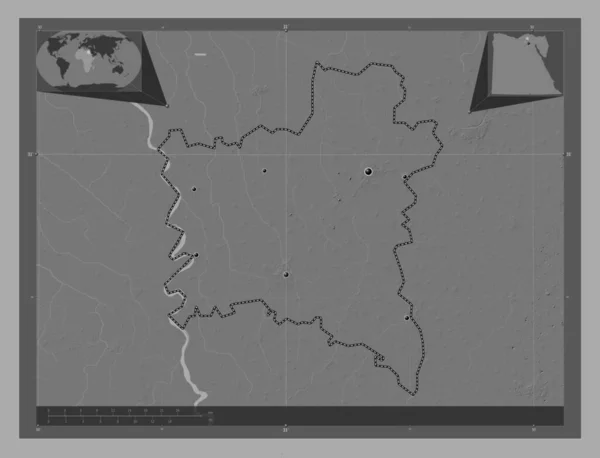 Gharbiyah Governatorato Egitto Mappa Dell Elevazione Bilivello Con Laghi Fiumi — Foto Stock