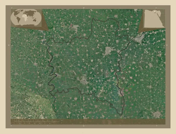 Gharbiyah Governadoria Egito Mapa Satélite Alta Resolução Mapa Localização Auxiliar — Fotografia de Stock