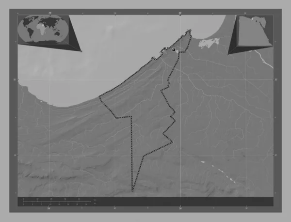 Iskandariyah Egyiptom Kormányzója Kétszintes Domborzati Térkép Tavakkal Folyókkal Saroktérképek Kiegészítő — Stock Fotó