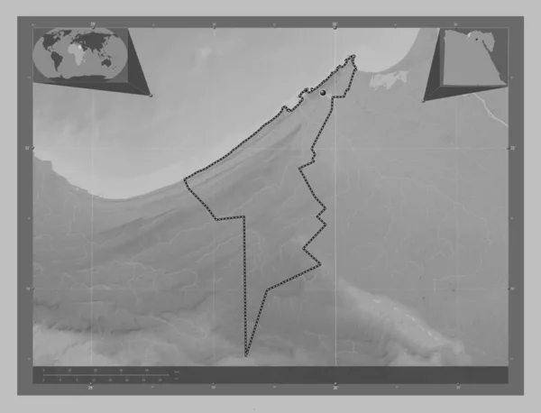 Iskandariyah Governorate Egypt Grayscale Elevation Map Lakes Rivers Corner Auxiliary — Stock Photo, Image