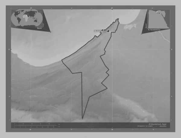 Iskandariyah Gouverneur Van Egypte Grayscale Hoogte Kaart Met Meren Rivieren — Stockfoto