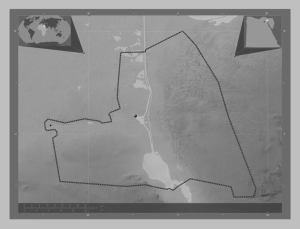 Isma Iliyah Gouvernorat Egypte Carte Altitude Niveaux Gris Avec Lacs — Photo