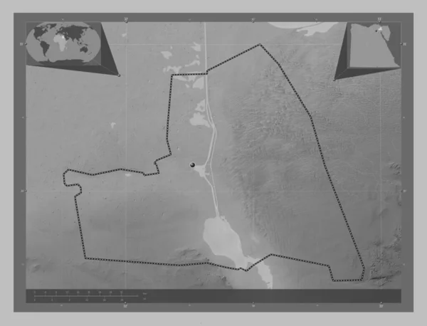 Ismailiyah Gobernación Egipto Mapa Elevación Escala Grises Con Lagos Ríos —  Fotos de Stock