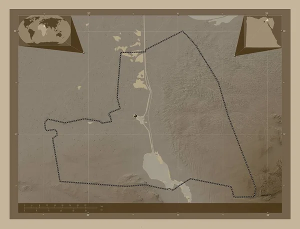 Аль Исмаилия Провинция Египет Карта Высоты Окрашенная Сепиевые Тона Озерами — стоковое фото