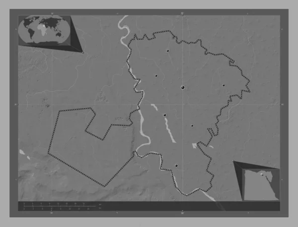 Minufiyah Governorate Egypt Bilevel Elevation Map Lakes Rivers Locations Major — Stock Photo, Image