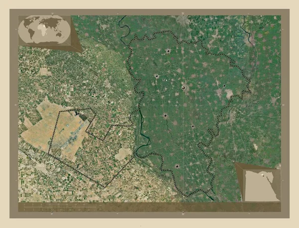 Minufiyah Egyptens Guvernör Högupplöst Satellitkarta Platser För Större Städer Regionen — Stockfoto