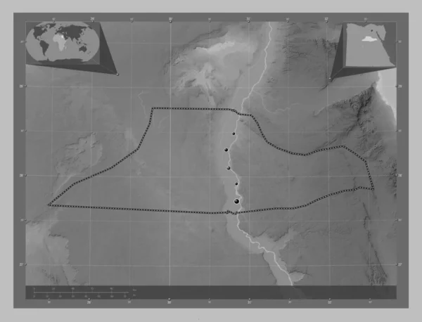 Аль Минья Провинция Египет Карта Высот Оттенках Серого Озерами Реками — стоковое фото