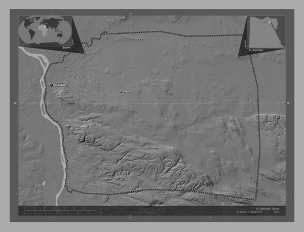 Qahirah Gouvernorat Egypte Carte Altitude Bilevel Avec Lacs Rivières Emplacements — Photo
