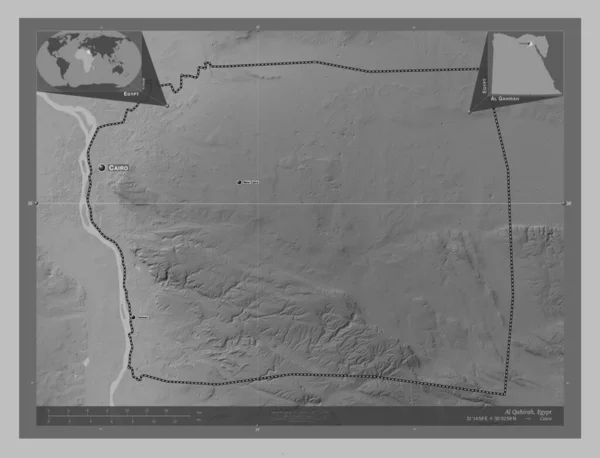 Аль Кахіра Провінція Єгипту Граймасштабна Мапа Висот Озерами Річками Місця — стокове фото