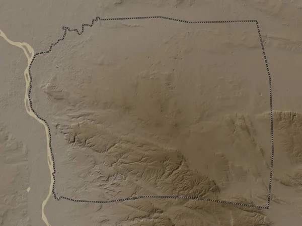 Al Qahirah, governorate of Egypt. Elevation map colored in sepia tones with lakes and rivers