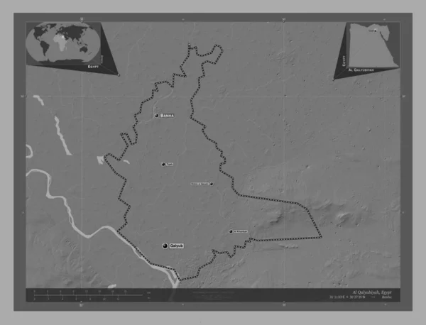 Аль Каліубія Провінція Єгипту Білевелівська Карта Висот Озерами Річками Місця — стокове фото