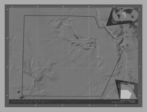 Wadi Jadid Governatorato Egitto Mappa Dell Elevazione Bilivello Con Laghi — Foto Stock