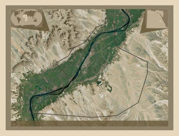 Uqsur Governadoria Egito Mapa Satélite Alta Resolução Mapa Localização Auxiliar — Fotografia de Stock