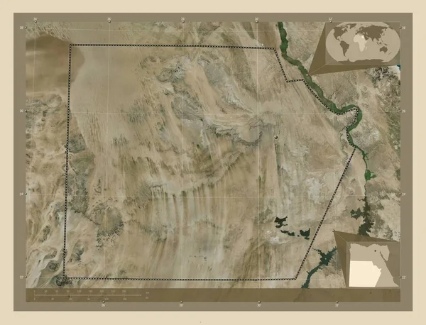 Wadi Jadid Κυβερνήτης Της Αιγύπτου Υψηλής Ανάλυσης Δορυφορικός Χάρτης Γωνιακοί — Φωτογραφία Αρχείου